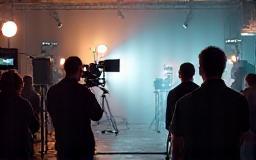 Team filming in studio